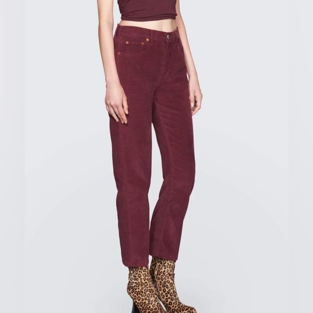 Re/Done Stove Pipe Cropped Corduroy Pant - 24